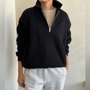 Le Bon Shoppe Noah Zip Henley Sweatshirt Black Medium NWT